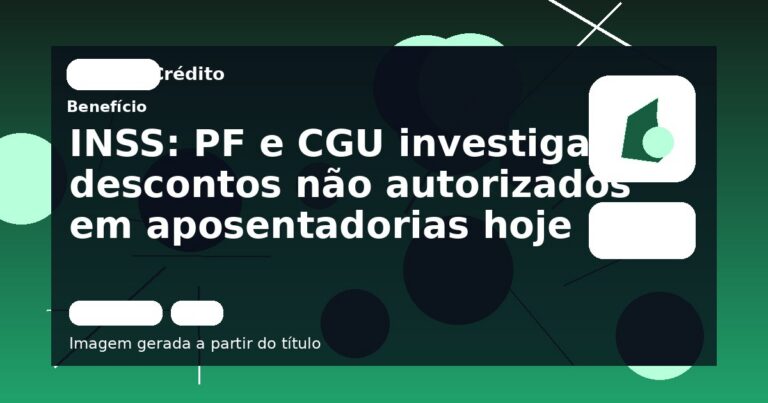 INSS: PF e CGU investigam descontos não autorizados em aposentadorias hoje