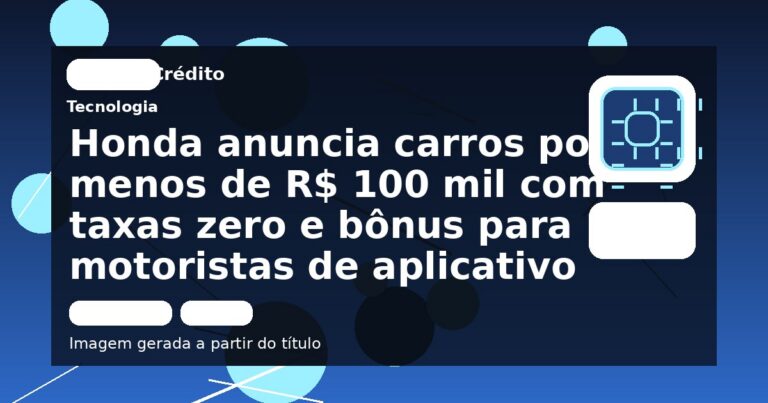 Honda anuncia carros por menos de R$ 100 mil com taxas zero e bônus para motoristas de aplicativo