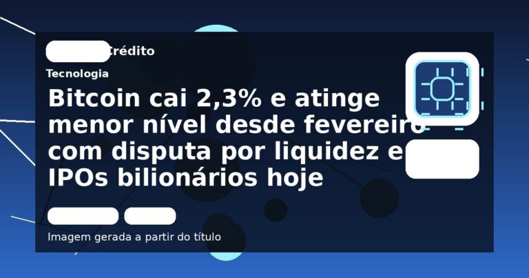 Bitcoin cai 2,3% e atinge menor nível desde fevereiro com disputa por liquidez em IPOs bilionários hoje